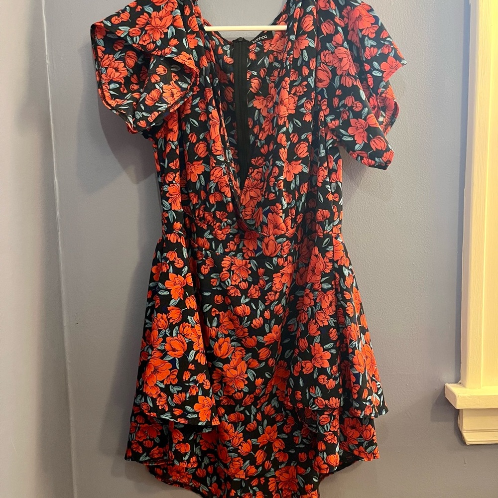 Floral Red and Navy Blue Jumper